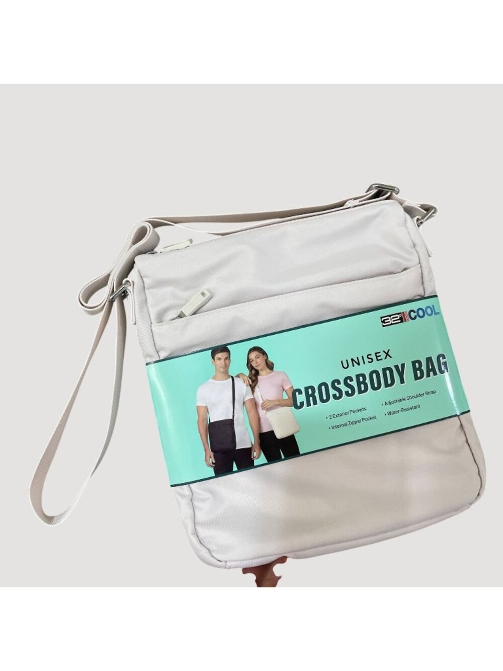 NWT 32 Degrees Cool Unisex Crossbody Bag Cream Adjustable Strap Water-Resistant